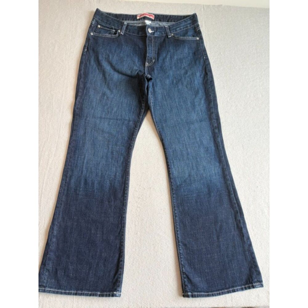 Gap Womens Jeans Size 14 Curvy Lo Rise Flare Crystal Sparkle Dark Wash EUC
